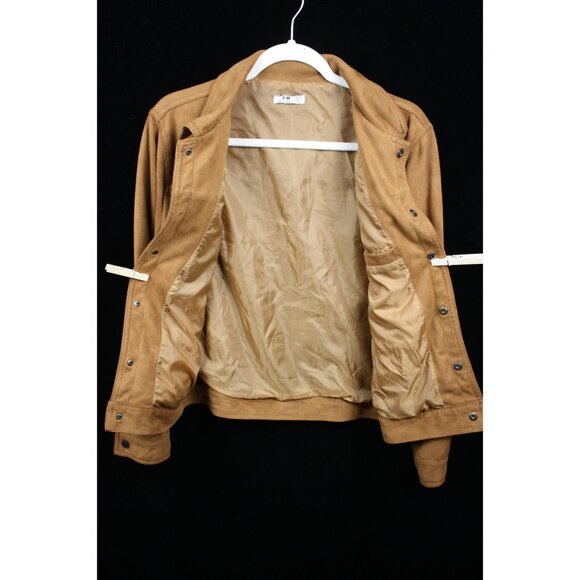 Vintage FM Tan Suede Jacket With Button Closures & Pockets For Men Size L - Picture 4 of 6